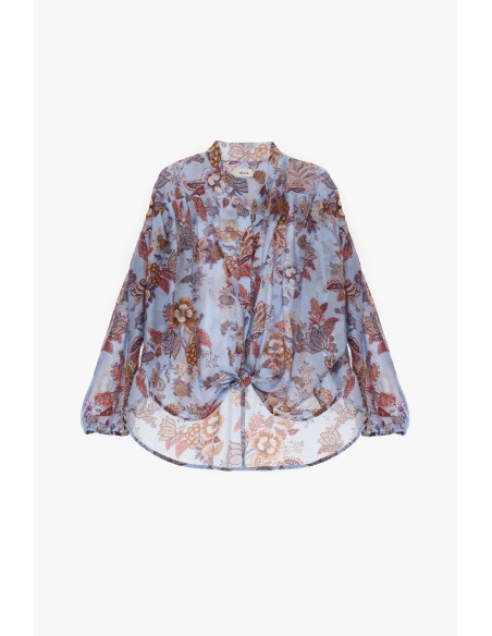 Ruime blouse met bloemenprint en frontknoop Dixie