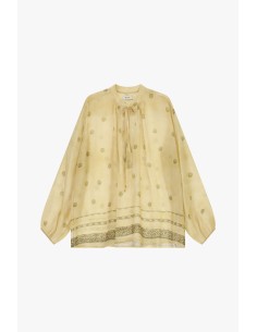 Dixie wijde blouse met geometrische borduursels en striklint