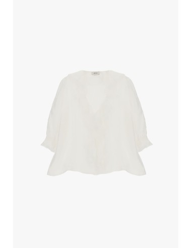 Blouse met ruches aan de voorkant en driekwartmouwen Dixie