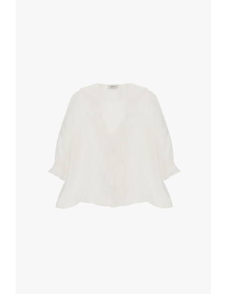 Blouse met ruches aan de voorkant en driekwartmouwen Dixie