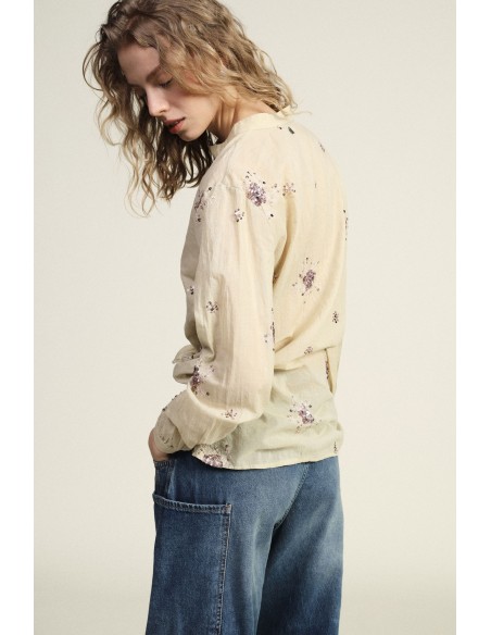 Dixie-shirt met pailletten en klassieke kraag