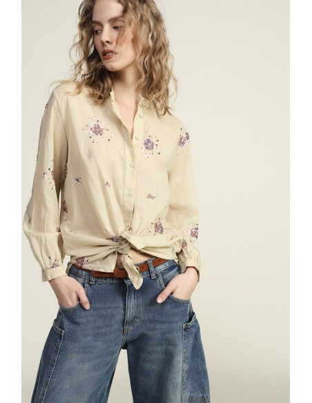 Dixie-shirt met pailletten en klassieke kraag