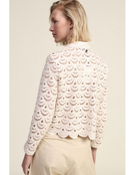 Kanten blouse met schulpranden en knopen Dixie