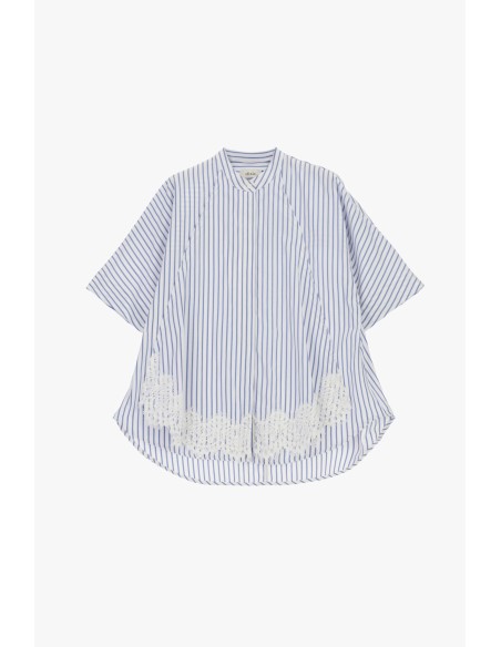 Ruime gestreepte blouse met geborduurde bloemen Dixie