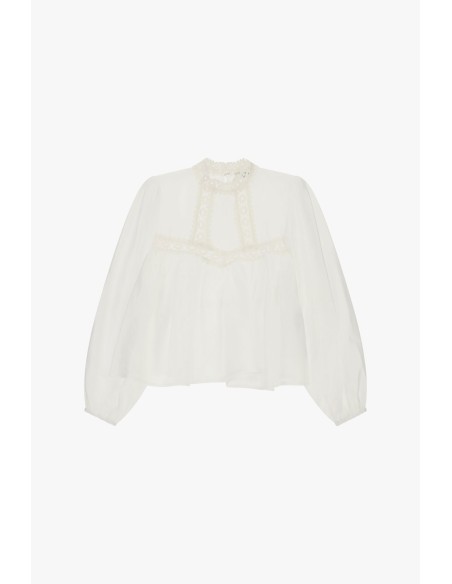 Ruime blouse met kanten inzetstukken bij de halslijn Dixie