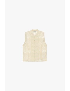 Mouwloze kanten top met decoratieve knopen van Dixie