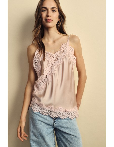 Top met dunne schouderbandjes en asymmetrische kanten rand Dixie