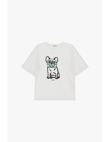 Dixie T-shirt met korte mouwen, hondenprint en regular fit