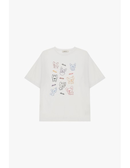 Dixie T-shirt met korte mouwen en puppyprint, regular fit