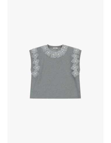 Boxy mouwloze top met bloemenborduursel Dixie