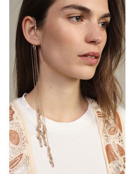 Dixie ear cuff-oorbel met slang, kettingen en bladeren