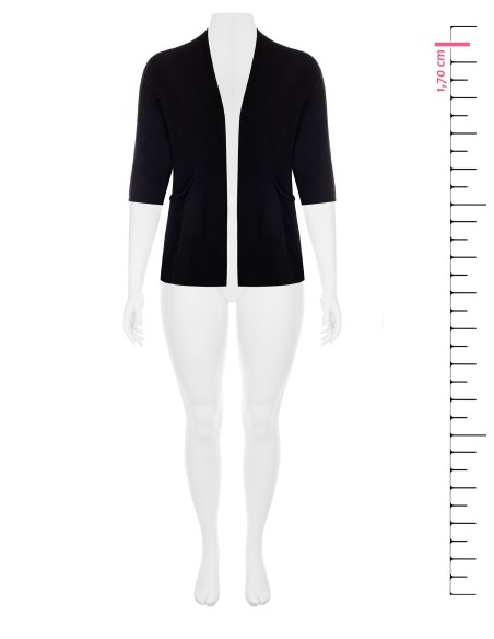 Curvy open vest van katoenmix met gevlochten en ajourgebreid breisel, met zakken – Rinascimento Curvy