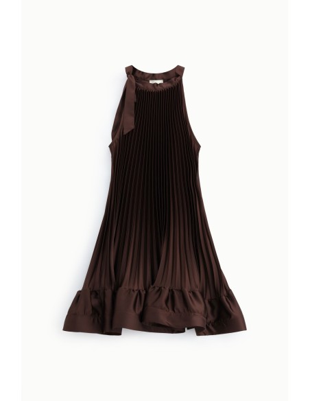 Korte geplooide jurk met strikdetail Dixie