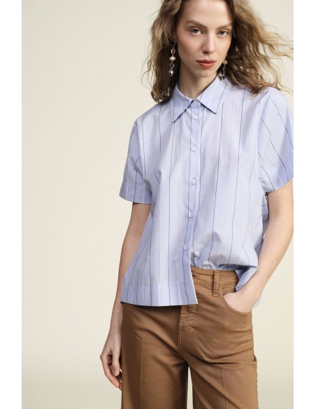 Gestreept shirt met klassieke kraag en korte mouwen Dixie