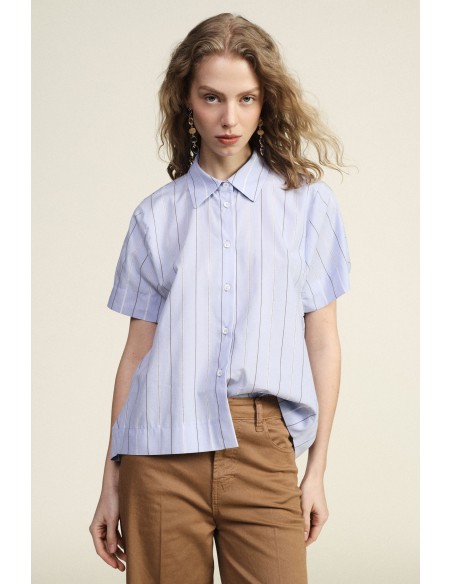 Gestreept shirt met klassieke kraag en korte mouwen Dixie