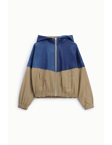 Colorblock bomberjack met rits en capuchon Dixie