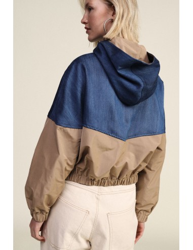 Colorblock bomberjack met rits en capuchon Dixie