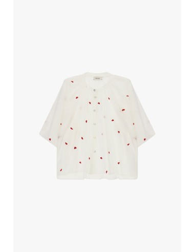 Ruimvallend shirt met korte mouwen en geborduurde details Dixie