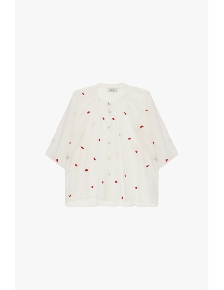 Ruimvallend shirt met korte mouwen en geborduurde details Dixie