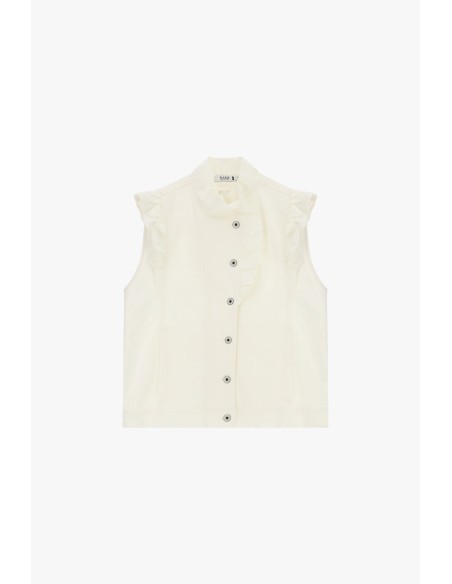 Mouwloos gilet met ruches aan de voorkant Please