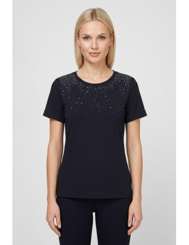 T-shirt met strasssteentjes en bloemenborduursel van Liu Jo