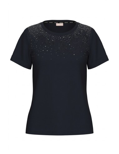 T-shirt met strasssteentjes en bloemenborduursel van Liu Jo