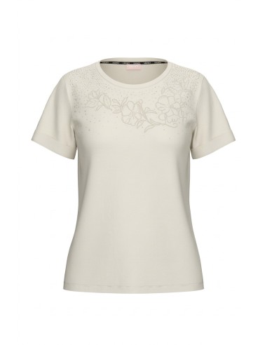 T-shirt met strasssteentjes en bloemenborduursel van Liu Jo