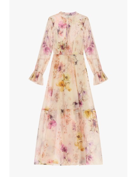 Lange jurk met bloemenprint en uitlopende mouwen Dixie
