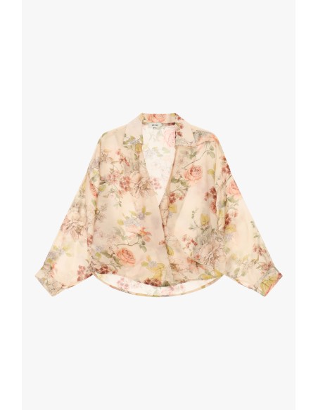 Ruime blouse met bloemenpatroon en reverskraag van Dixie