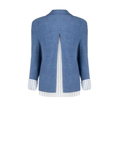 Gemêleerde blazer met split aan de achterkant en inzetstukken van gestreept satijn in overhemdstijl Rinascimento
