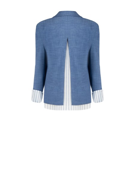 Gemêleerde blazer met split aan de achterkant en inzetstukken van gestreept satijn in overhemdstijl Rinascimento