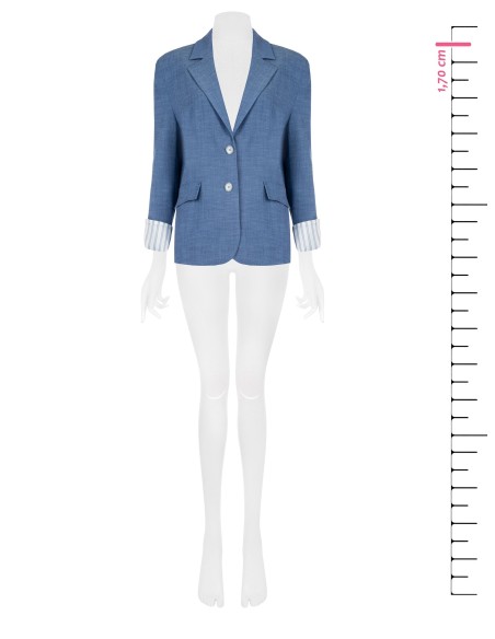 Gemêleerde blazer met split aan de achterkant en inzetstukken van gestreept satijn in overhemdstijl Rinascimento
