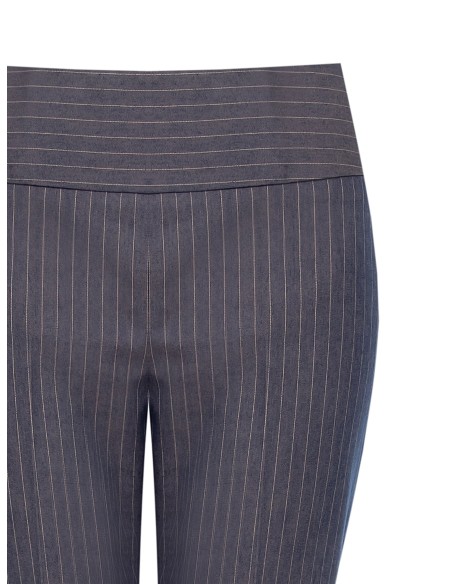 Gestreepte flared broek van technische stof met hoge tailleband en zijrits van Rinascimento