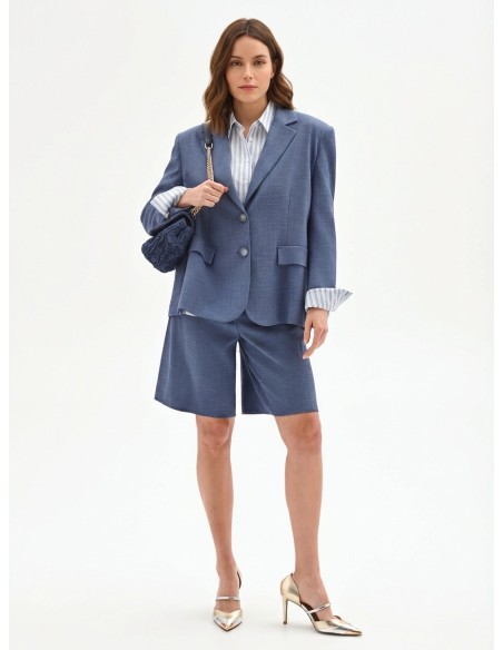 Chambray bermuda met plooien van Rinascimento