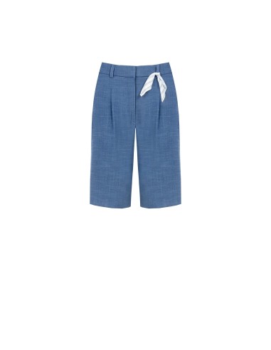 Chambray bermuda met plooien van Rinascimento