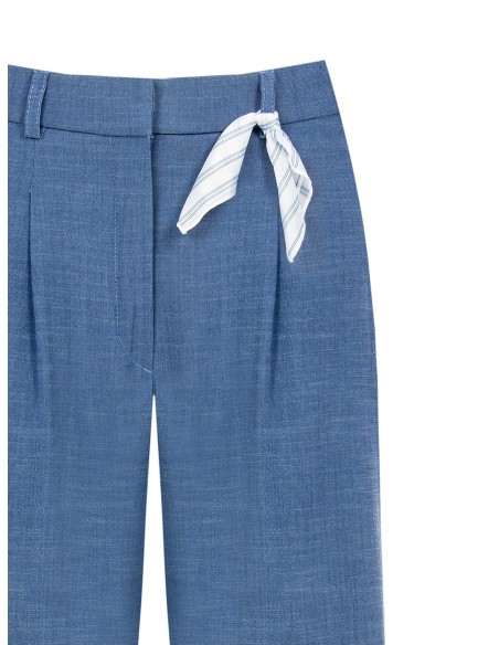 Chambray bermuda met plooien van Rinascimento