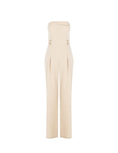 Rechte bandeau-jumpsuit van een mix van lyocell en linnen van Rinascimento