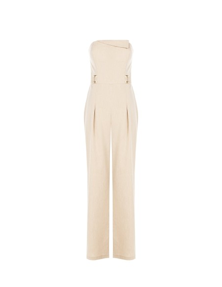 Rechte bandeau-jumpsuit van een mix van lyocell en linnen van Rinascimento