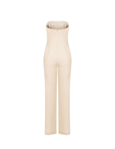 Rechte bandeau-jumpsuit van een mix van lyocell en linnen van Rinascimento