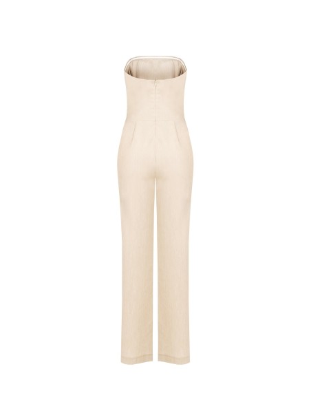 Rechte bandeau-jumpsuit van een mix van lyocell en linnen van Rinascimento