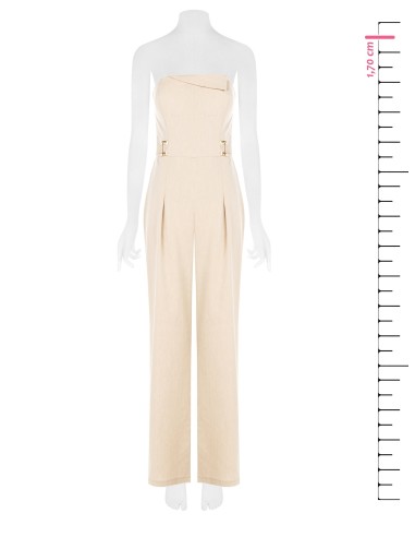 Rechte bandeau-jumpsuit van een mix van lyocell en linnen van Rinascimento
