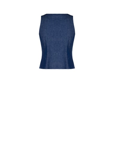 Getailleerd vest van lichte denim met ritssluiting en RR Rinascimento-logo