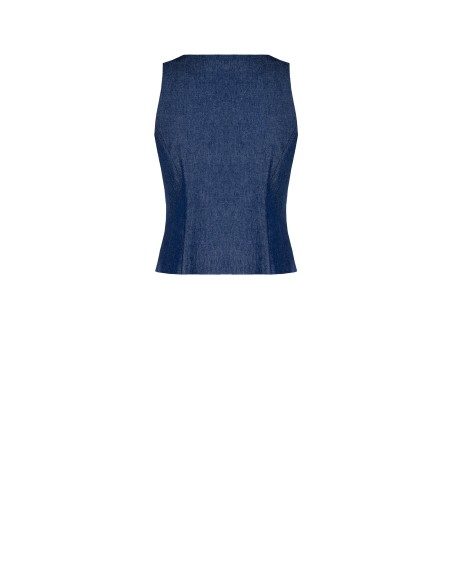 Getailleerd vest van lichte denim met ritssluiting en RR Rinascimento-logo