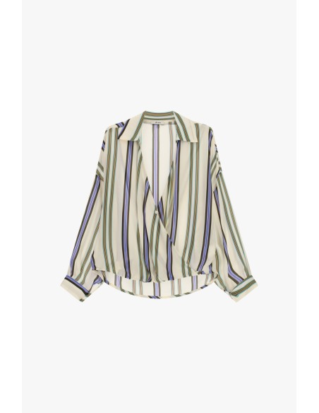 Gestreepte blouse met gekruiste halslijn en manchetten van Dixie