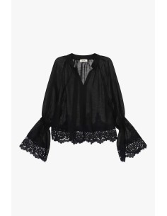 Transparante blouse met wijde mouwen en kant Dixie 2