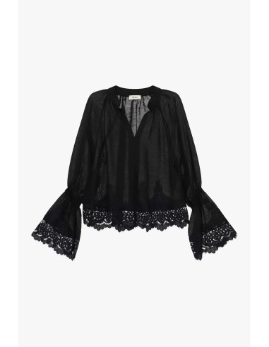 Transparante blouse met wijde mouwen en kant Dixie
