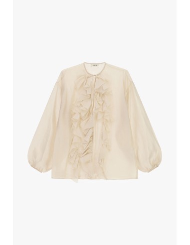 Ruime blouse met lange mouwen en ruches aan de voorkant Dixie