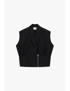 Dixie mouwloos gilet met rits en reverskraag