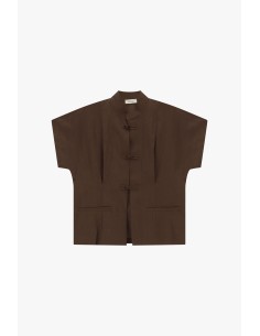 Korte blouse met knoopsluiting en borstzakken Dixie 2