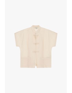 Korte blouse met knoopsluiting en borstzakken Dixie